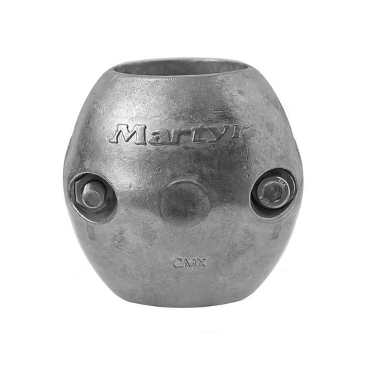 Collare barilotto anodo in zinco Ø 45mm forma sferica con due viti in acciaio, marca Martyr