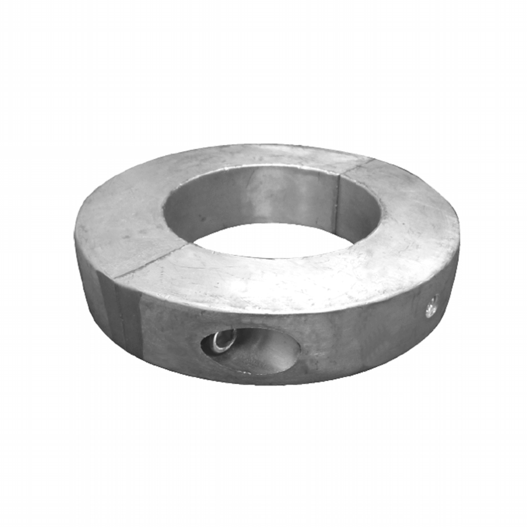Collare anodo in zinco tipo L forma toroidale con foro centrale Ø 30mm e vite di fissaggio