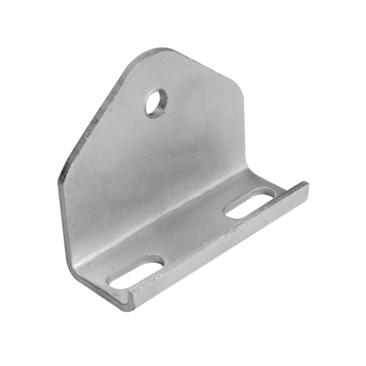 Staffa angolare in acciaio inox con fori ovali e foro tondo, forma a L rinforzata, 100x100 mm