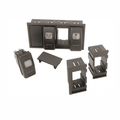 Kit cornice interruttore centrale nautico nero con pannello 4 posizioni, switch luce e clacson inclusi