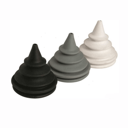 Cuffia passa paratia in gomma grigia forma conica con anelli, Ø 50x80 mm, colori nero grigio bianco