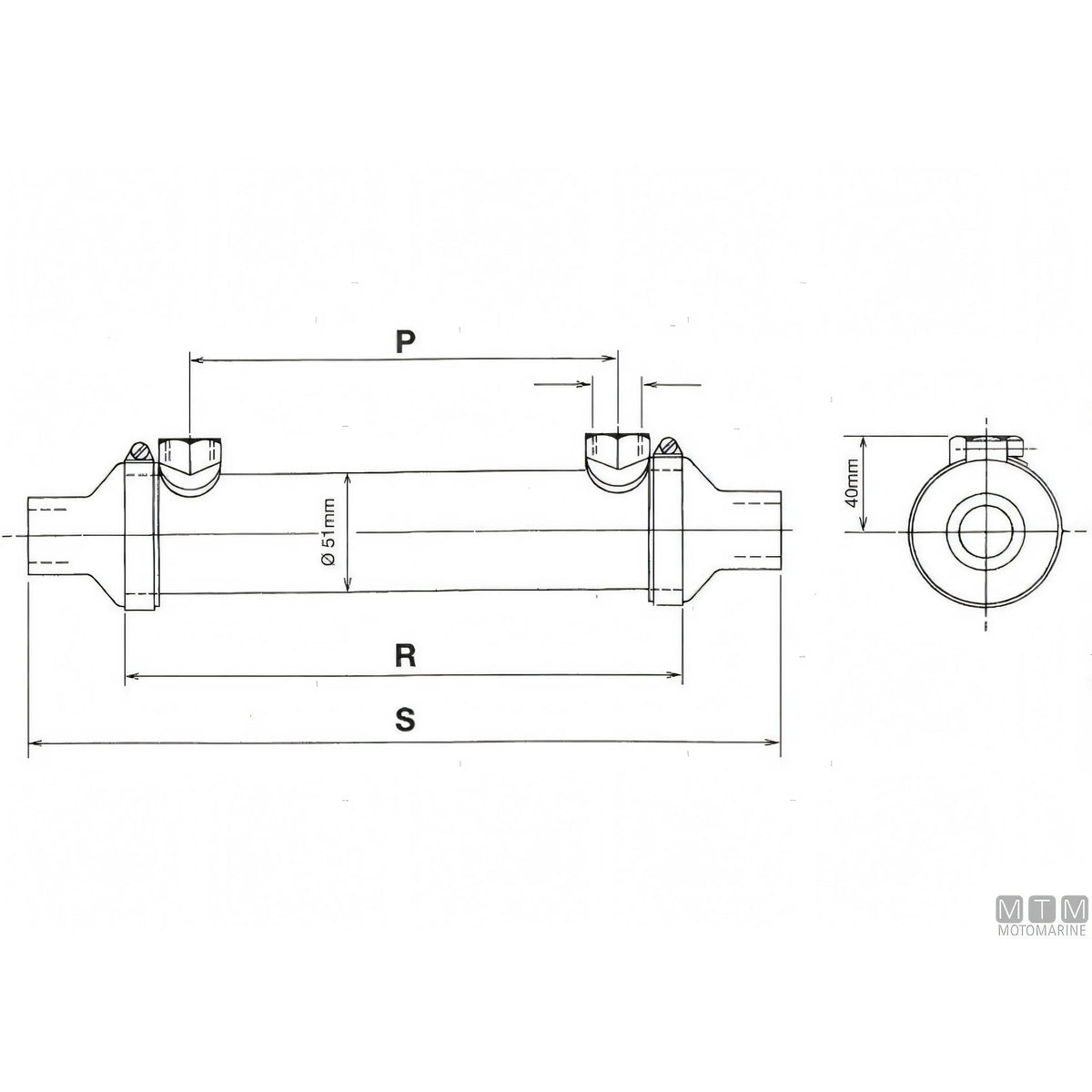 Bowman refrigerante olio DC in lega di Nichel — DC90 - Foro olio 1/2" - Foro acqua Ø22 mm