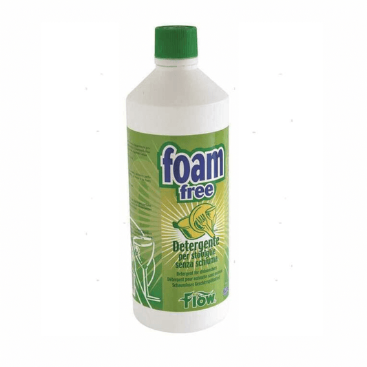 Detergente piatti senza schiuma Foam Free Flow, flacone bianco 1 lt con tappo verde
