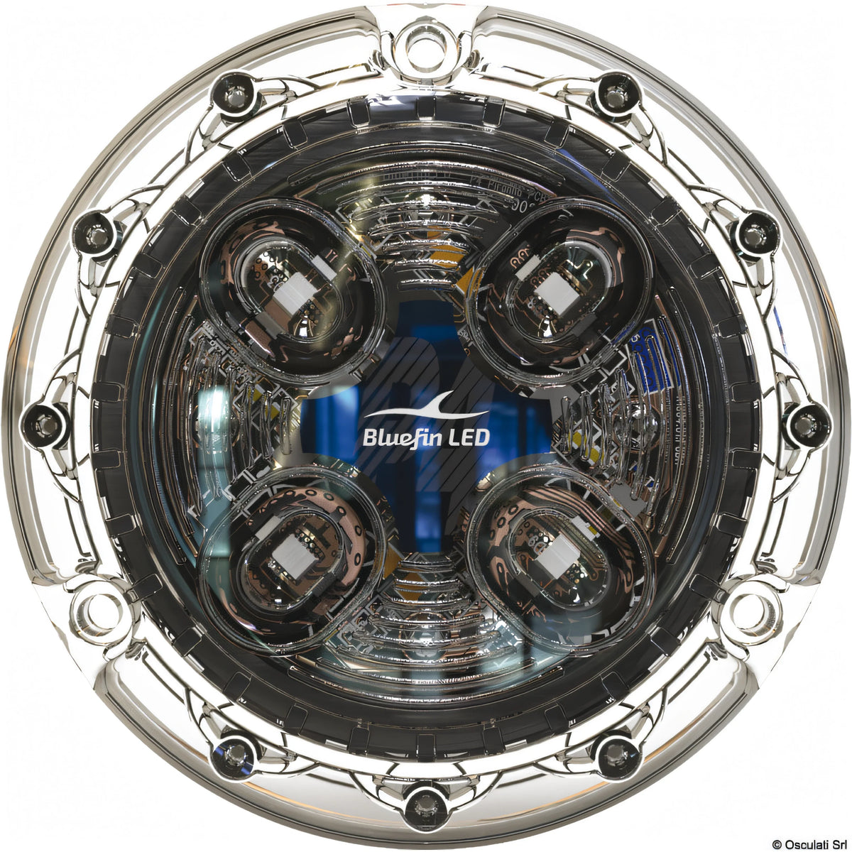 Luce subacquea LED Bluefin Piranha P4 Polymer in polimero per carena e specchio di poppa