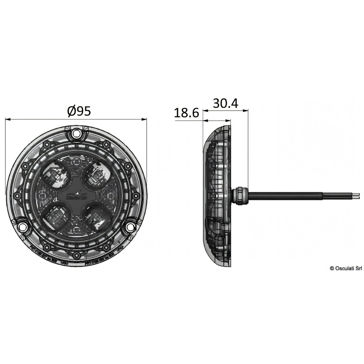 Luce LED Bluefin per installazioni esterne su barca, luce bianca 1000 lumen