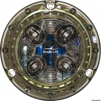 Luce subacquea LED Bluefin Piranha P4 Hi-Power in bronzo per carena di barca
