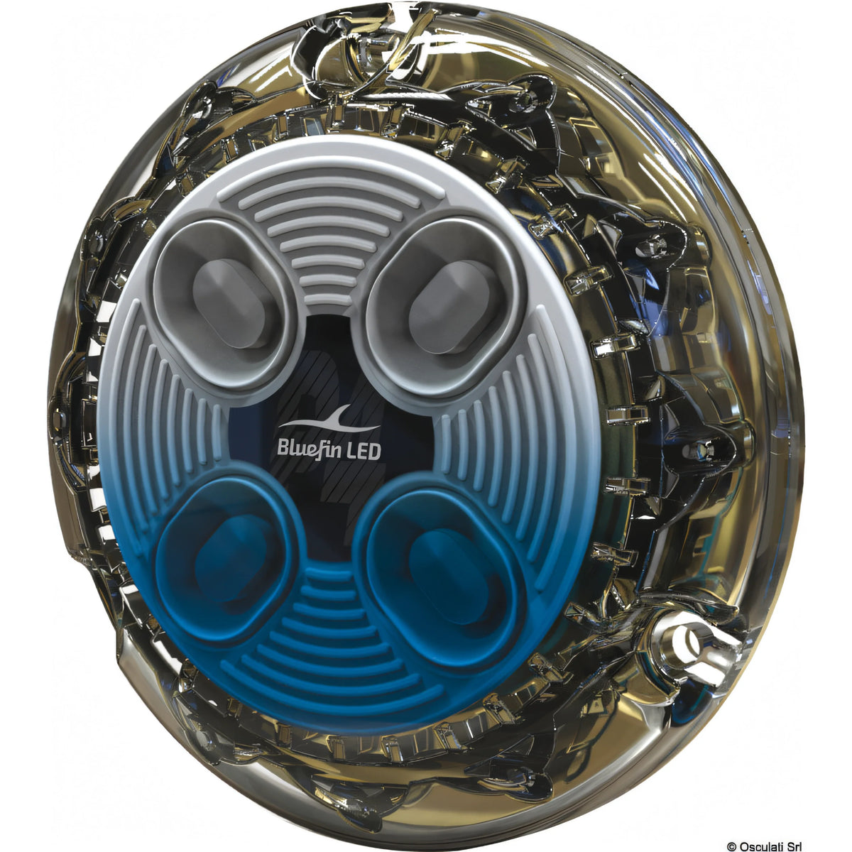 Luce subacquea LED Bluefin Piranha P4 Hi-Power in bronzo per carena di barca