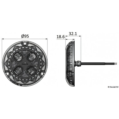 Luce subacquea LED Bluefin Piranha P4 Hi-Power in bronzo per carena di barca