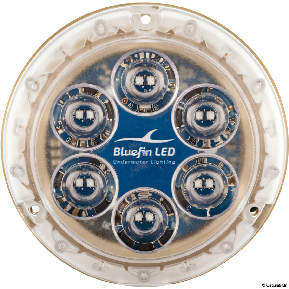 Luce subacquea LED Bluefin Piranha P12 in bronzo da 8000 lumen per carena di barca