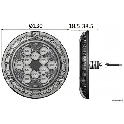 Luce subacquea LED Bluefin Piranha P24 in bronzo da 12000 lumen per carena di barca