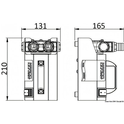 Disegno tecnico quotato della pompa a palette Marco VP45