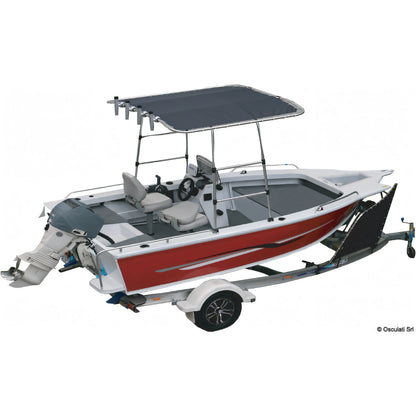 TARGA Top Osculati con struttura anodizzata Ø 32 mm e telo blu ATLAS su barca