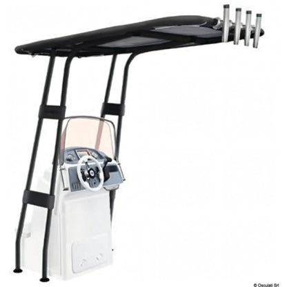 T-Top professionale Osculati nero con telo nero ATLAS 400 g/m² e tubo Ø 44 mm