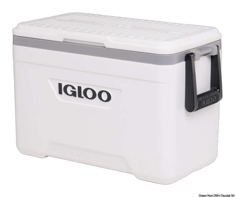Ghiacciaia portatile Igloo Marine Ultra bianca con manico nero e bordo grigio