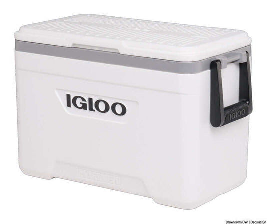 Ghiacciaia portatile Igloo Marine Ultra bianca con manico nero e bordo grigio