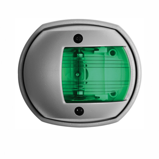 Fanale di via Sphera Compact verde con cornice grigia RAL 7042, lente fresnel, vista frontale