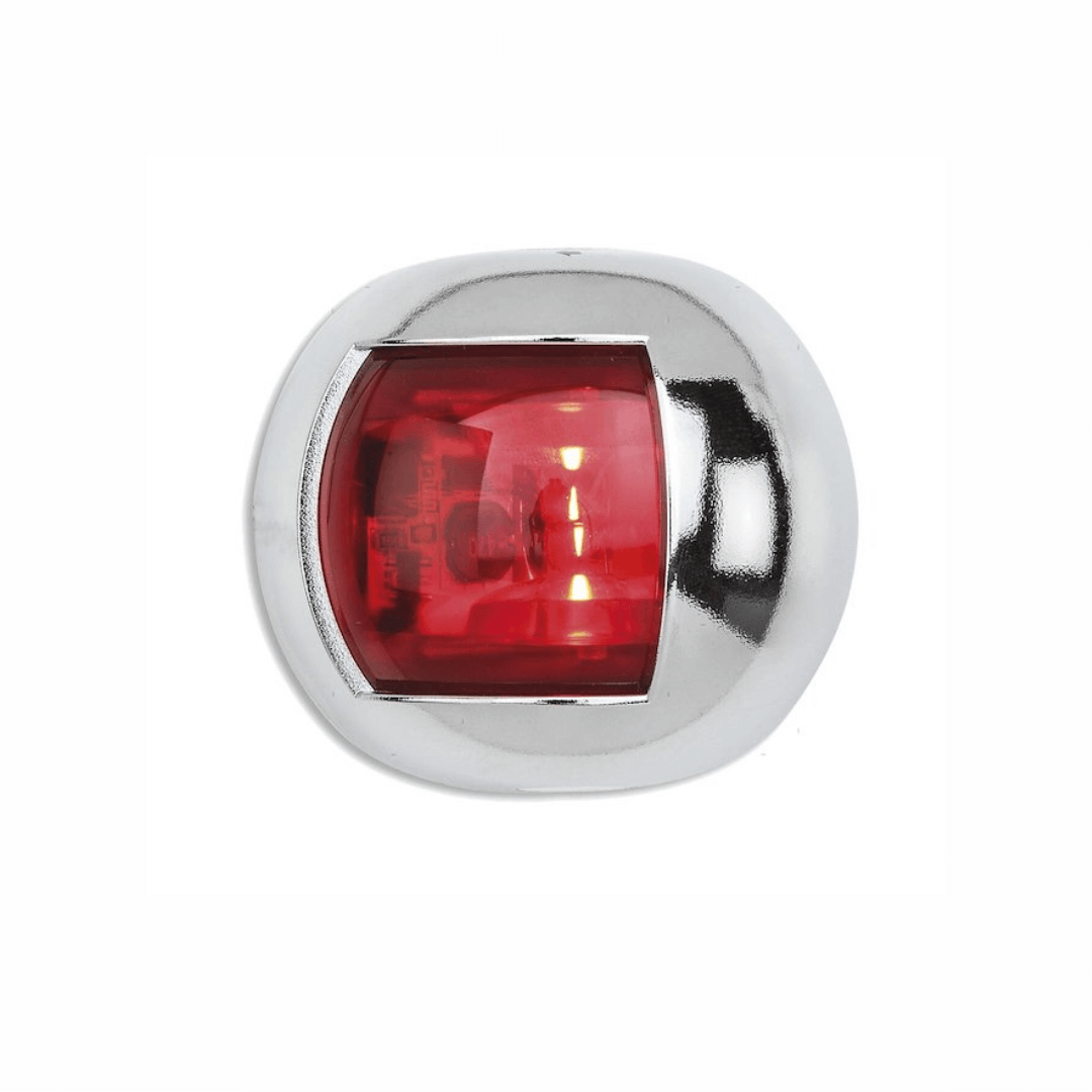Fanale di via LED rosso con corpo in acciaio inox lucidato, luce di babordo per imbarcazioni < 20M