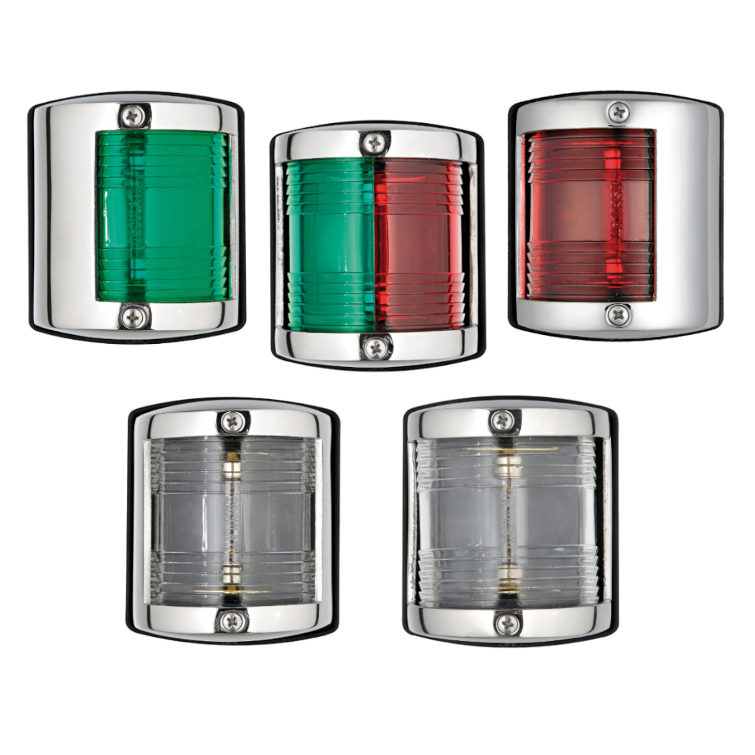 Fanali navigazione UTILITY 85 acciaio inox: verde, rosso, combinato e bianchi, per imbarcazioni fino 12m