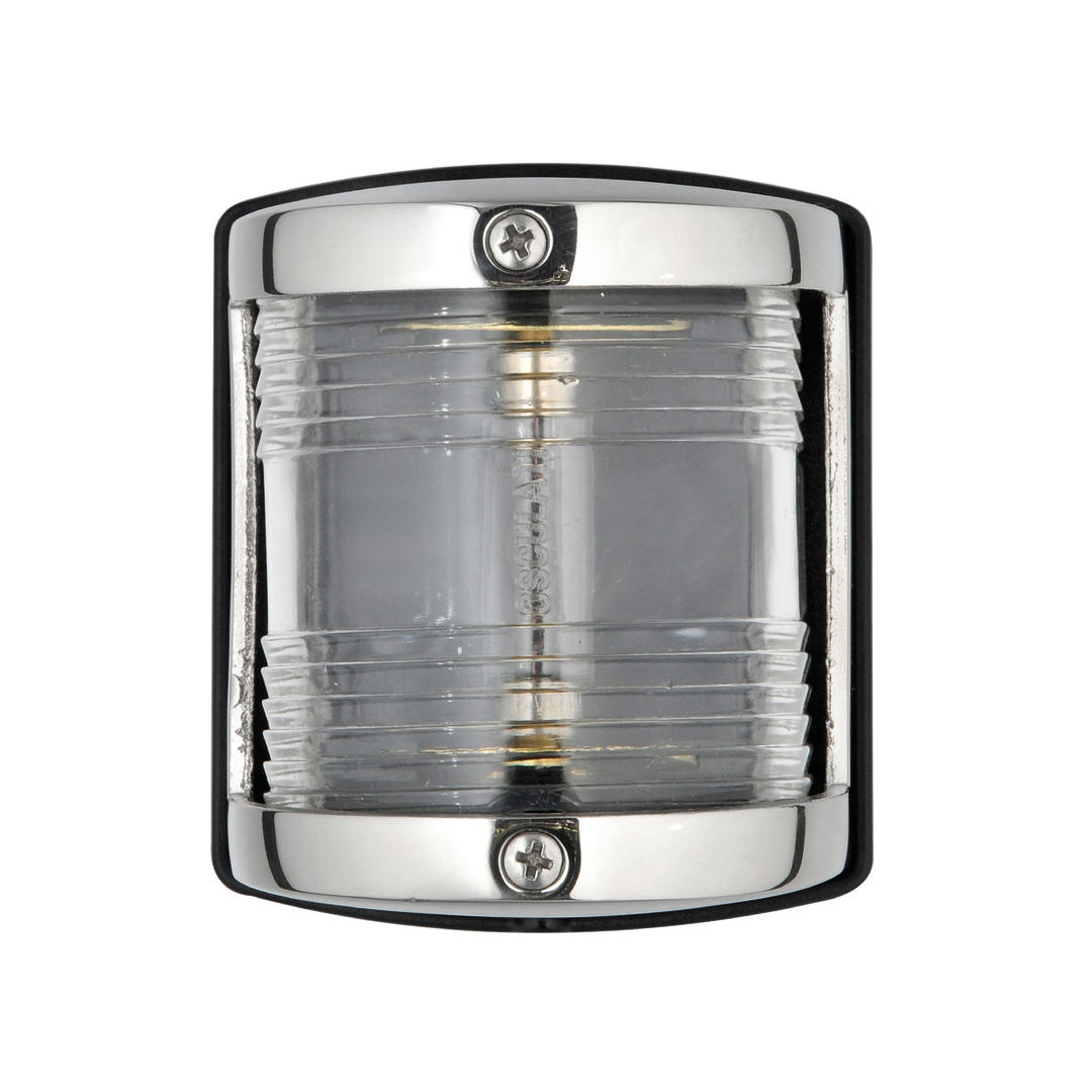 Fanale di navigazione UTILITY 85 acciaio inox lucido con lente fresnel trasparente e corpo nero