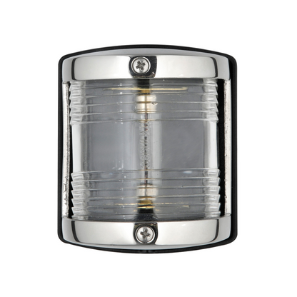 Fanale di navigazione UTILITY 85 acciaio inox lucido con lente fresnel trasparente e corpo nero