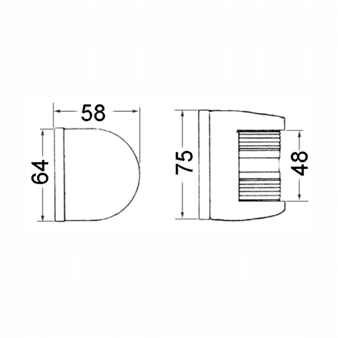 Scheda tecnica Fanale di Navigazione UTILITY 85 in Acciaio Inox con dimensioni 58x64x75mm