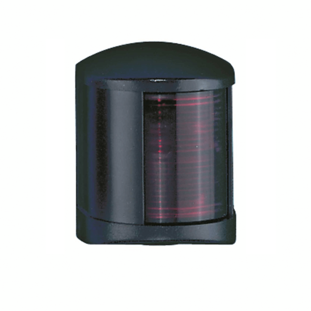 Fanale di via midi rosso corpo nero in plastica, lente striata rossa, forma cilindrica