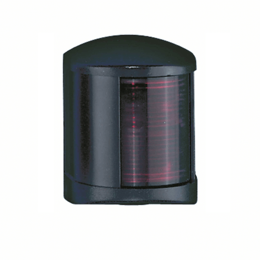 Fanale di via midi rosso corpo nero in plastica, lente striata rossa, forma cilindrica
