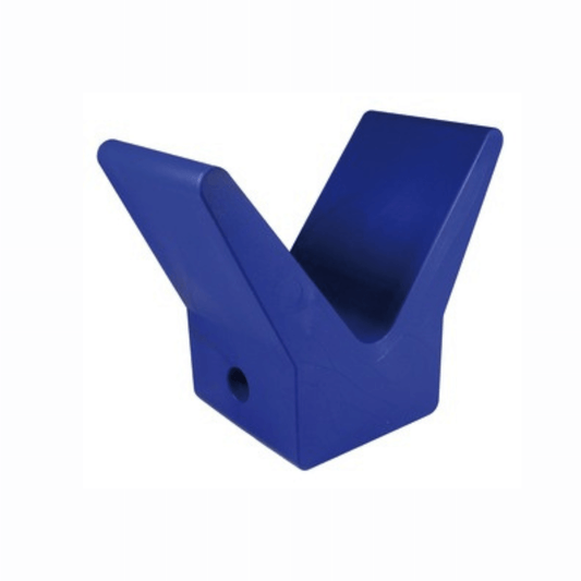 Ferma prua in gomma blu a forma di V con foro di fissaggio, 105x67xH124 mm