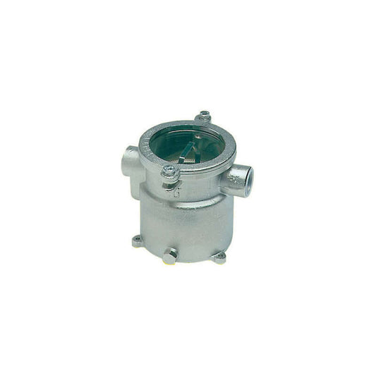 Filtro acqua di mare 1"1/2 in ottone nichelato con coperchio trasparente e attacchi laterali