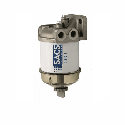 Filtro diesel 55S SACS Filtration con coppa trasparente e testa in alluminio grigio con spurgo decantatore