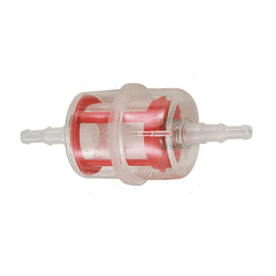 Filtro miscela 2 Tempi B-13 trasparente con elemento filtrante rosso e innesti in plastica