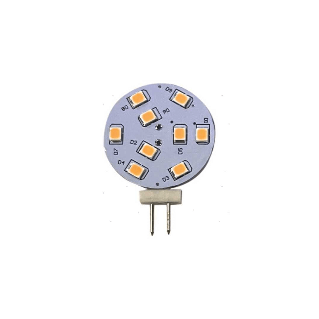Lampadina LED G4 1,8W disco rotondo blu con 9 SMD warm white e attacco bipinnare laterale