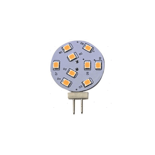 Lampadina LED G4 1,8W disco rotondo blu con 9 SMD warm white e attacco bipinnare laterale
