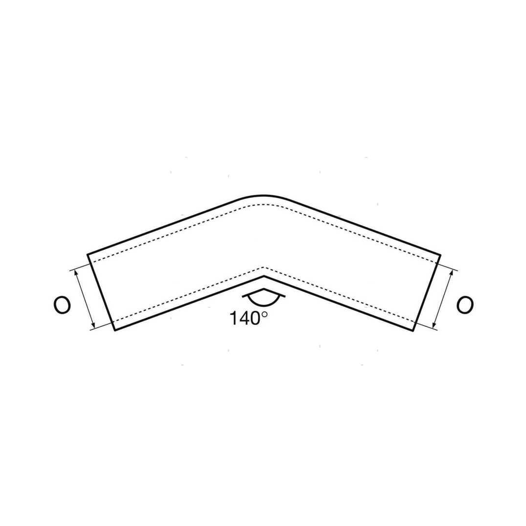 Scheda tecnica giunto 140° acciaio inox AISI 316 da fusione con angolazione e aperture indicate