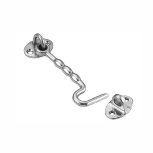 Gancio a occhio in acciaio inox 75mm tipo USA con piastra di fissaggio e morsetto