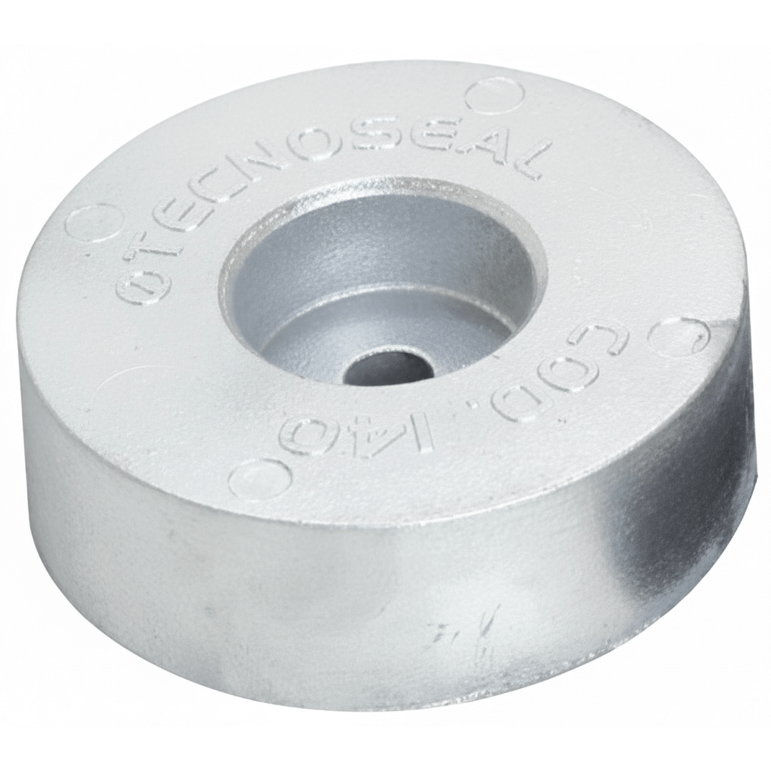 Anodo di poppa rotondo in alluminio Tecnoseal 140x35 mm con foro centrale