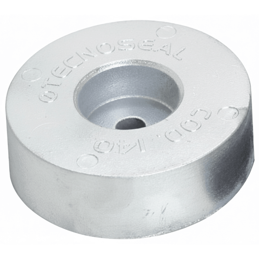 Anodo di poppa rotondo in alluminio Tecnoseal 140x35 mm con foro centrale