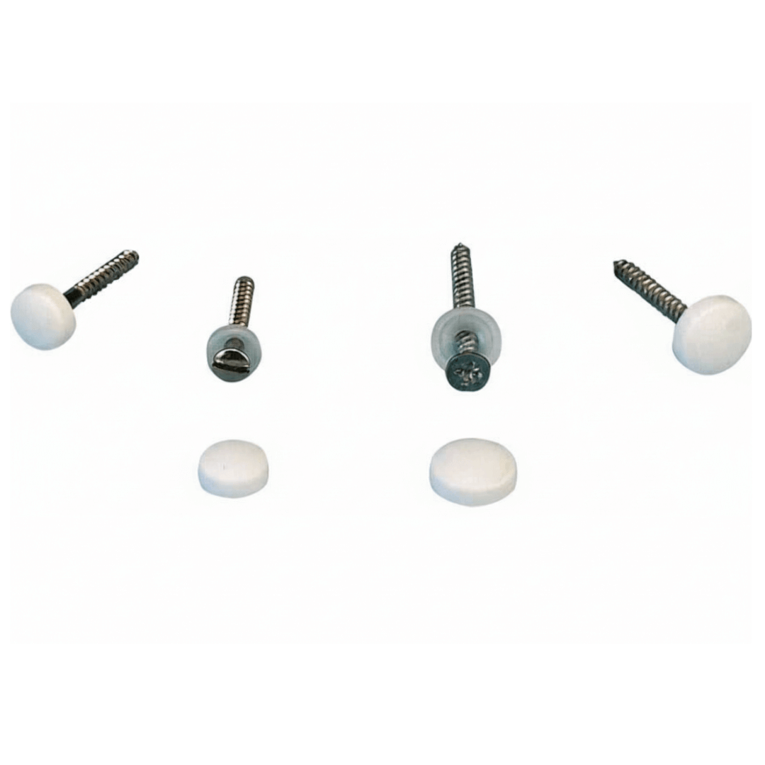 Sottovite bianche Ø 3,5-4,2 mm con viti inox e tappi coprivi bianchi, set 10 pezzi