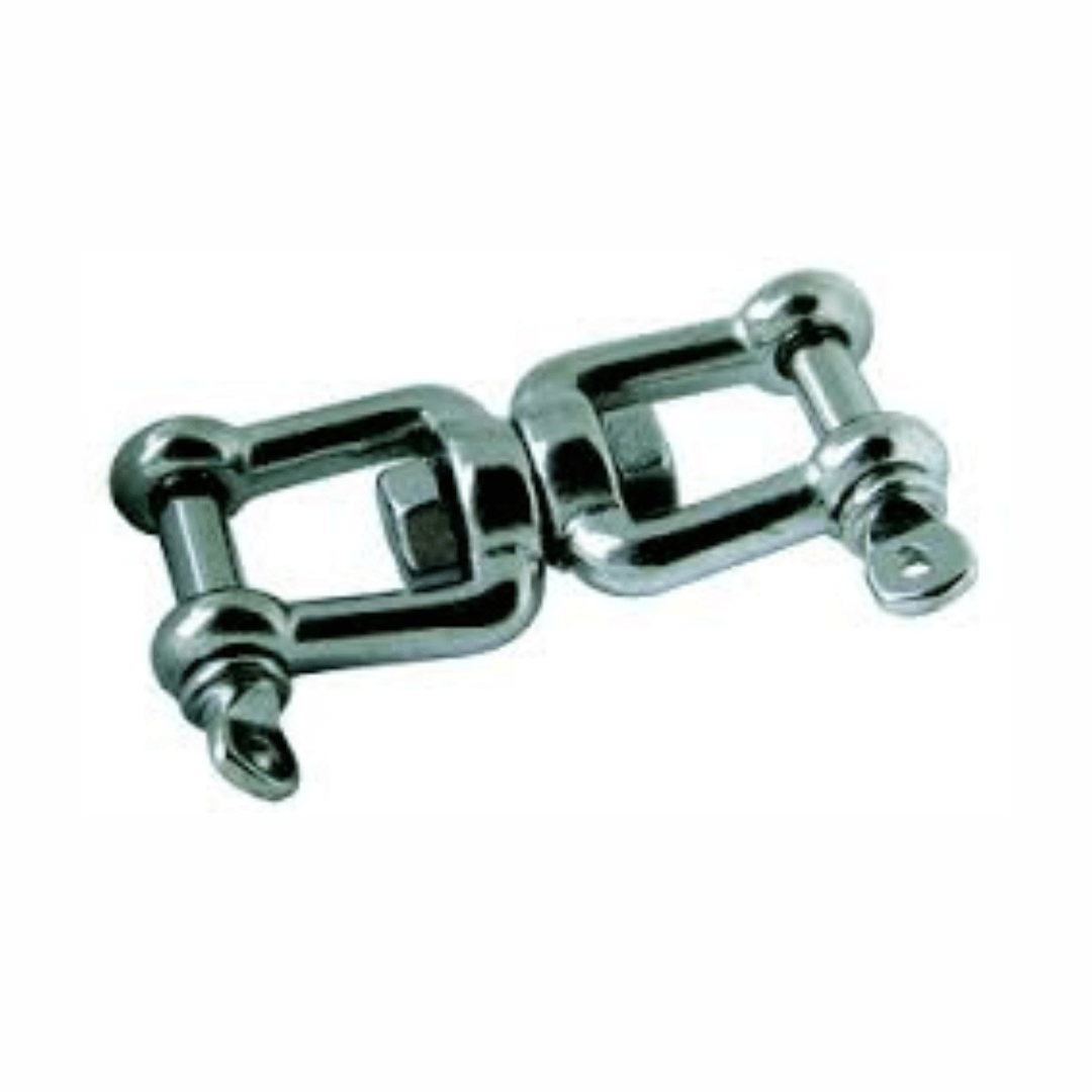 Girella forcella-forcella Ø 8mm in acciaio inox AISI316 lucido, doppia giunzione girevole