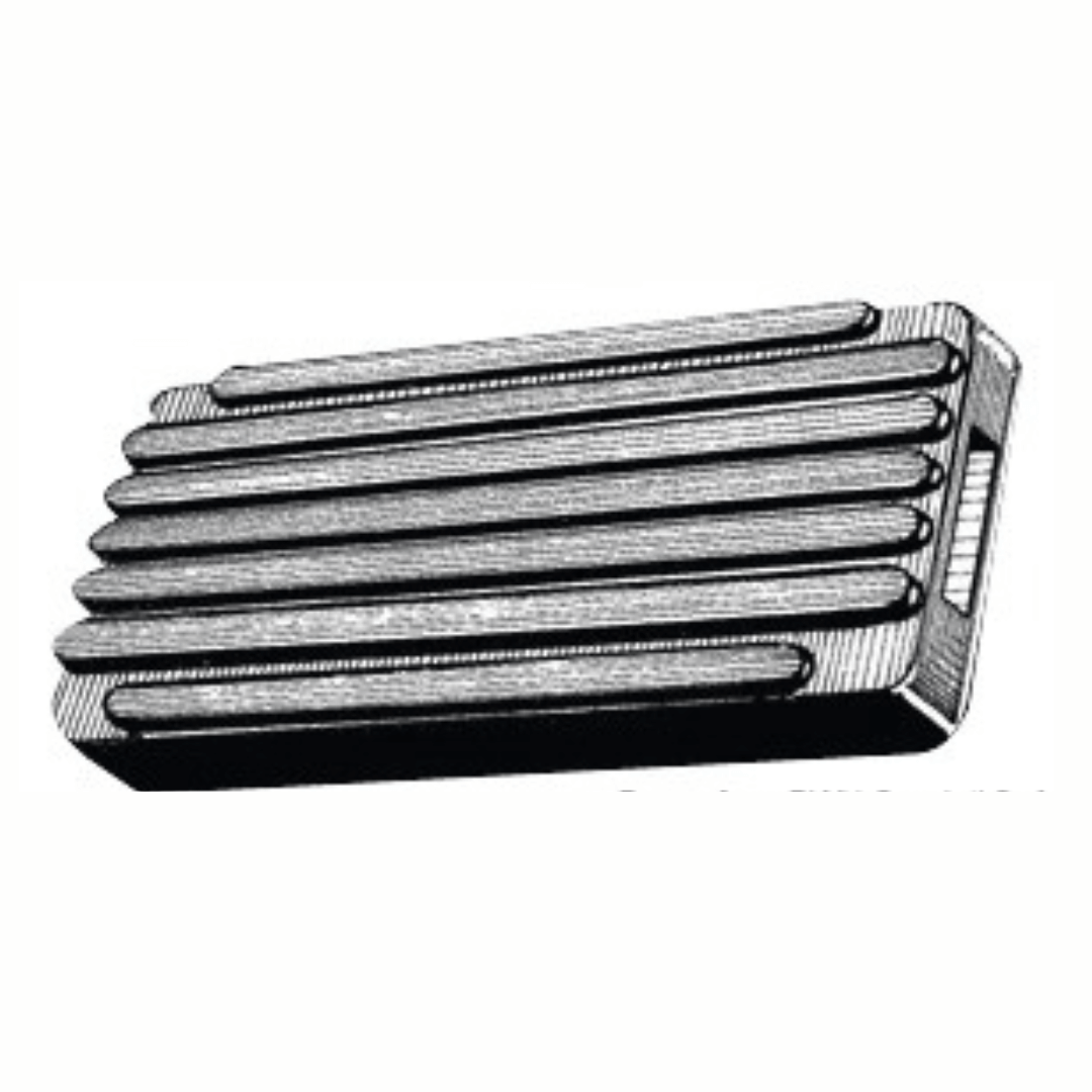 Guaina per supporto prua in metallo con scanalature parallele, colore grigio argento, forma rettangolare