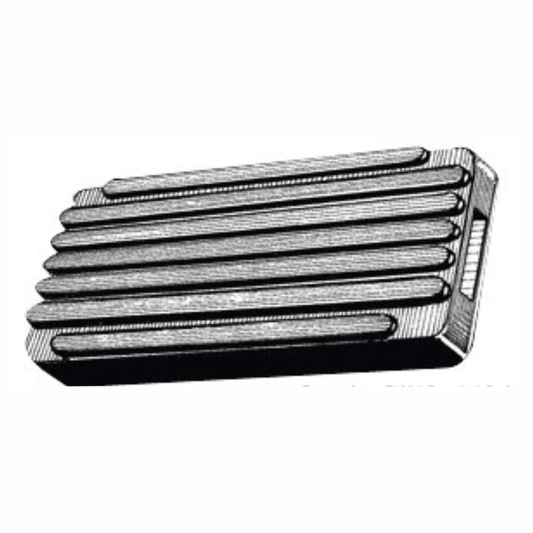 Guaina per supporto prua in metallo con scanalature parallele, colore grigio argento, forma rettangolare