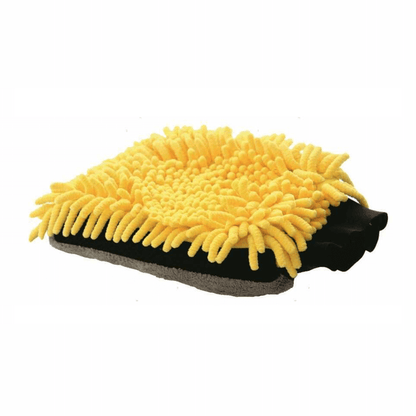 Guanto lavaggio double-face microfibra gialla e grigia con chenille