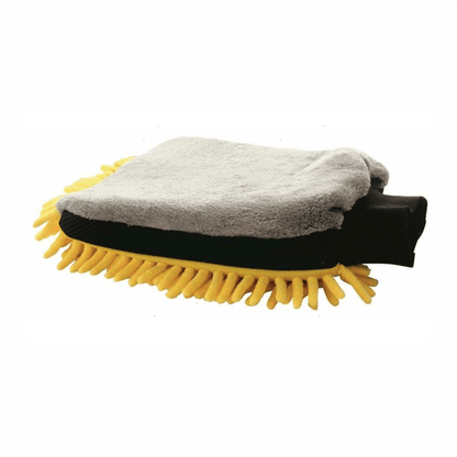 Guanto double-face boat line microfibra grigio e giallo con filamenti chenille