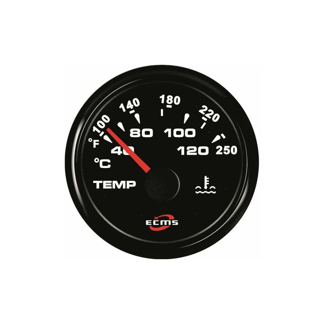Termometro nautico ECMS All Black quadrante nero scala °C/°F, cornice acciaio inox 316, IP67
