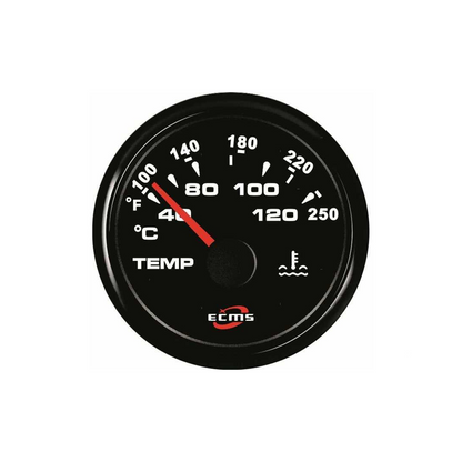 Termometro nautico ECMS All Black quadrante nero scala °C/°F, cornice acciaio inox 316, IP67