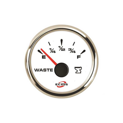 Manometri marini ECMS White Chrome Ø 52mm, Acciaio Inox 316. Strumentazione impermeabile IP67, anti-appannamento e programmabile. livello acque grigie nere