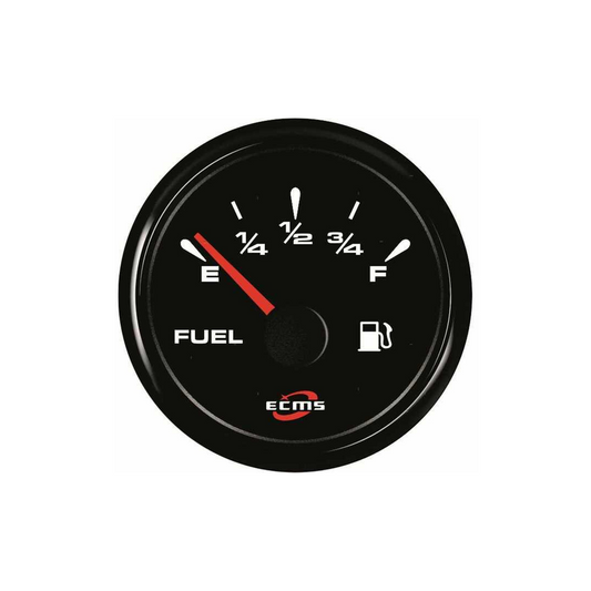 Indicatore carburante ECMS All Black quadrante nero con lancetta rossa e scala E-F
