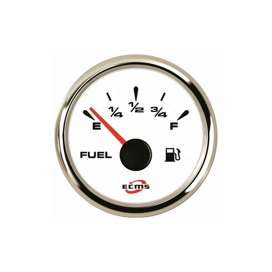 Manometri marini ECMS White Chrome Ø 52mm, Acciaio Inox 316. Strumentazione impermeabile IP67, anti-appannamento e programmabile. carburante