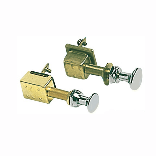 Interruttori a tiretto ON/OFF in ottone dorato con pomello cromato, set da 2 pezzi