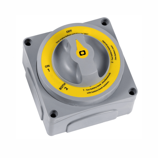 Staccabatterie Selecta New MK III grigio e giallo con selettore rotativo OFF/ON 1/BOTH 2